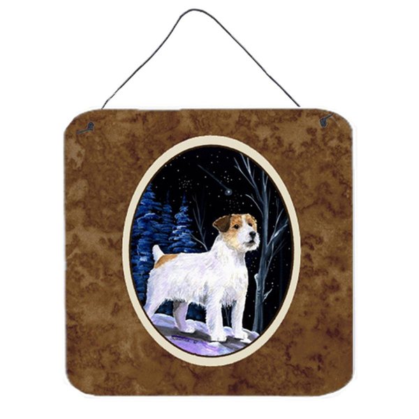 Micasa 6 x 6 in. Starry Night Jack Russell Terrier Aluminium Metal Wall or Door Hanging Prints MI232424